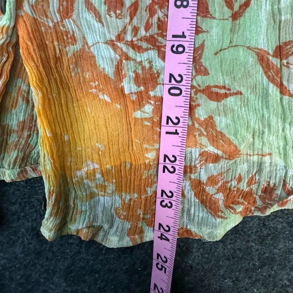 Sundance silk floral shirt orange green sheer light button down XS - Picture 6 of 6